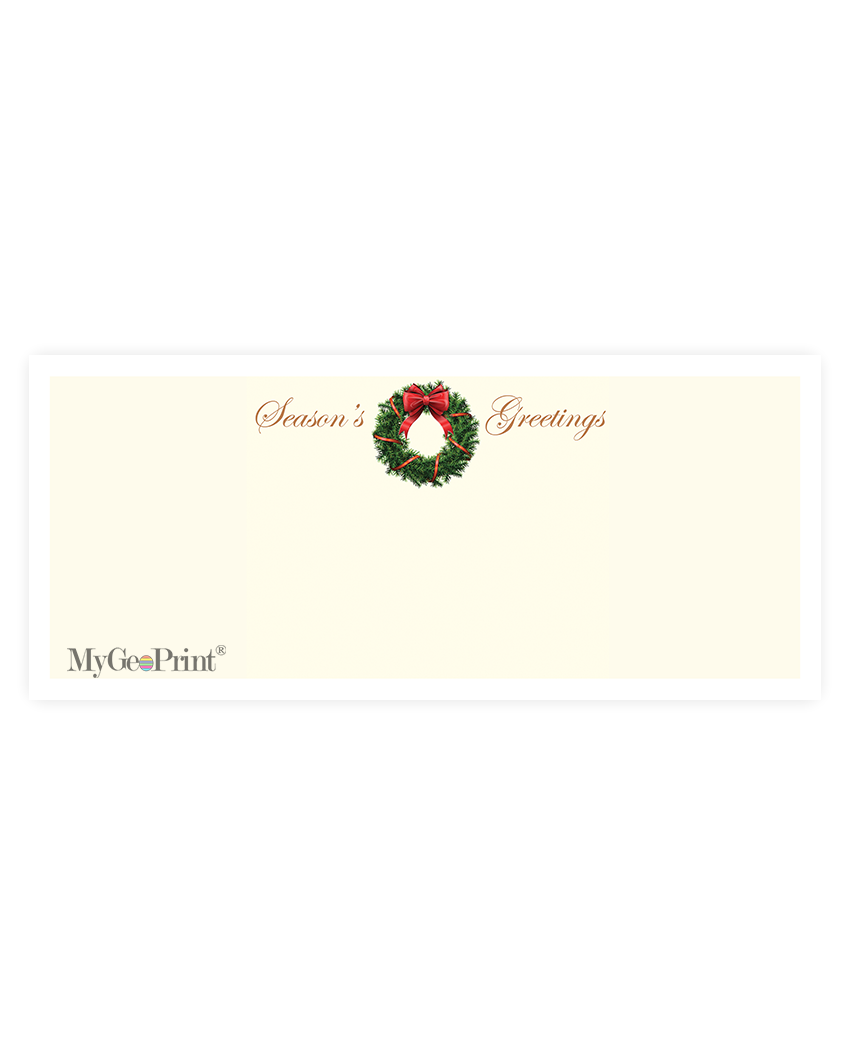 Custom Print Season's Greetings Wreath Christmas Envelopes No. 10 at